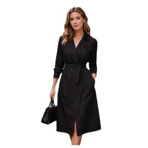 Forecaster Of Boston Black Woman’s Trench Coat Removable Wool Lining Sz 15-16